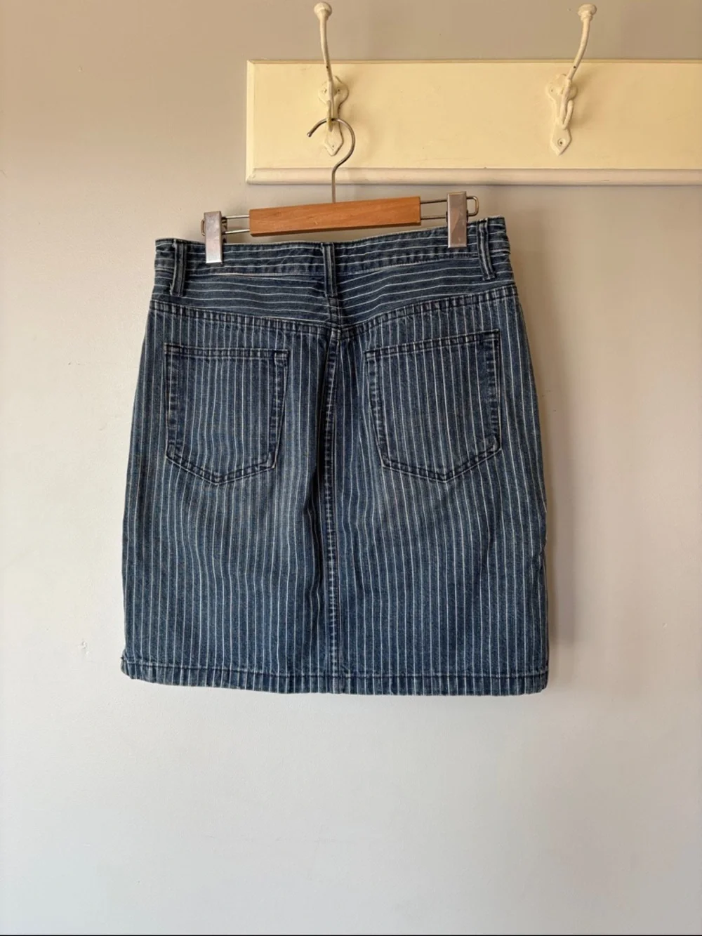 Vintage Y2K GAP Striped Denim Pencil Skirt Blue Slit Mid Rise Size M ( Size 6) - Picture 8 of 11